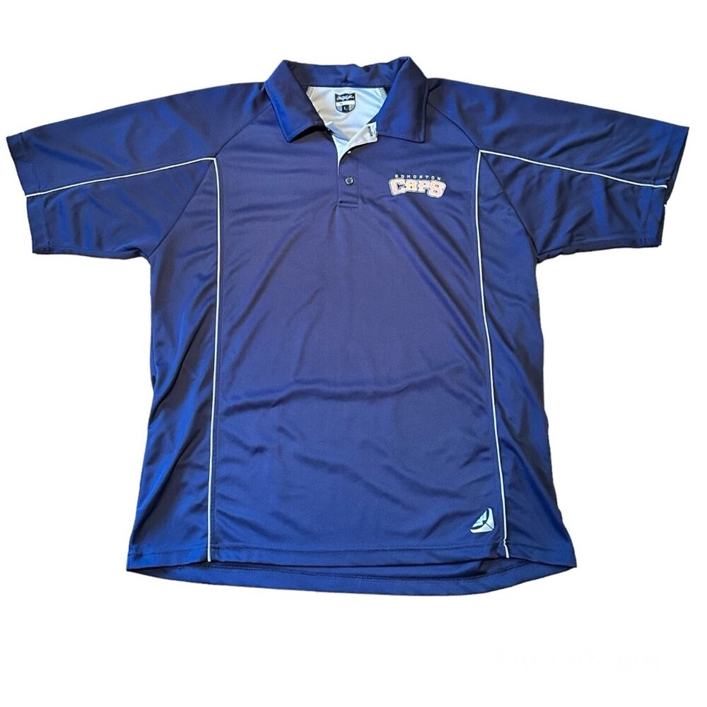 Minor League Baseball Polo Shirt Edmonton Capitals Dry Fit Golf Blue Mens Large